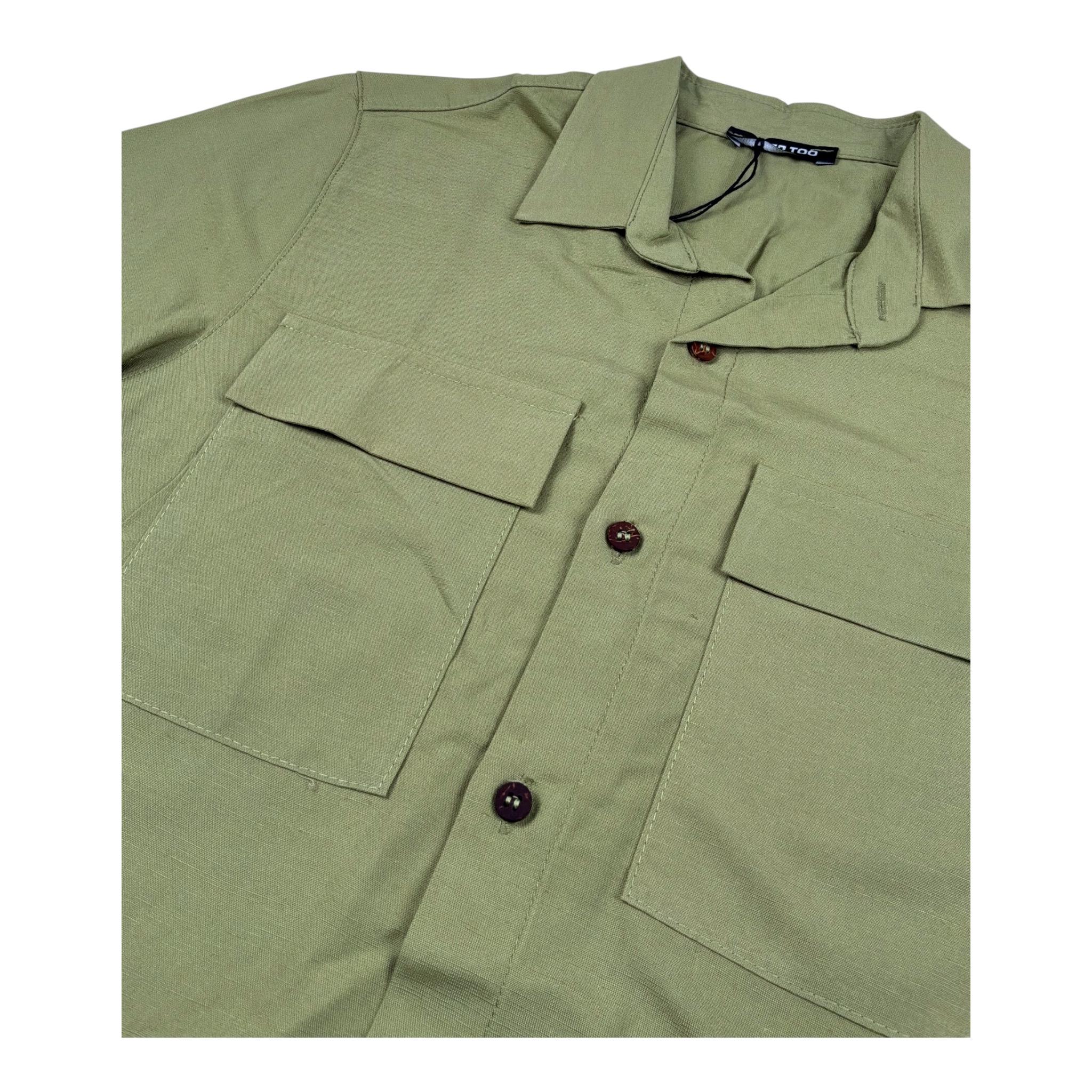 Never Too Camicia tinta unita Mezza Manica Verde per Bambino NT2273R VERDE NEVER TOO 