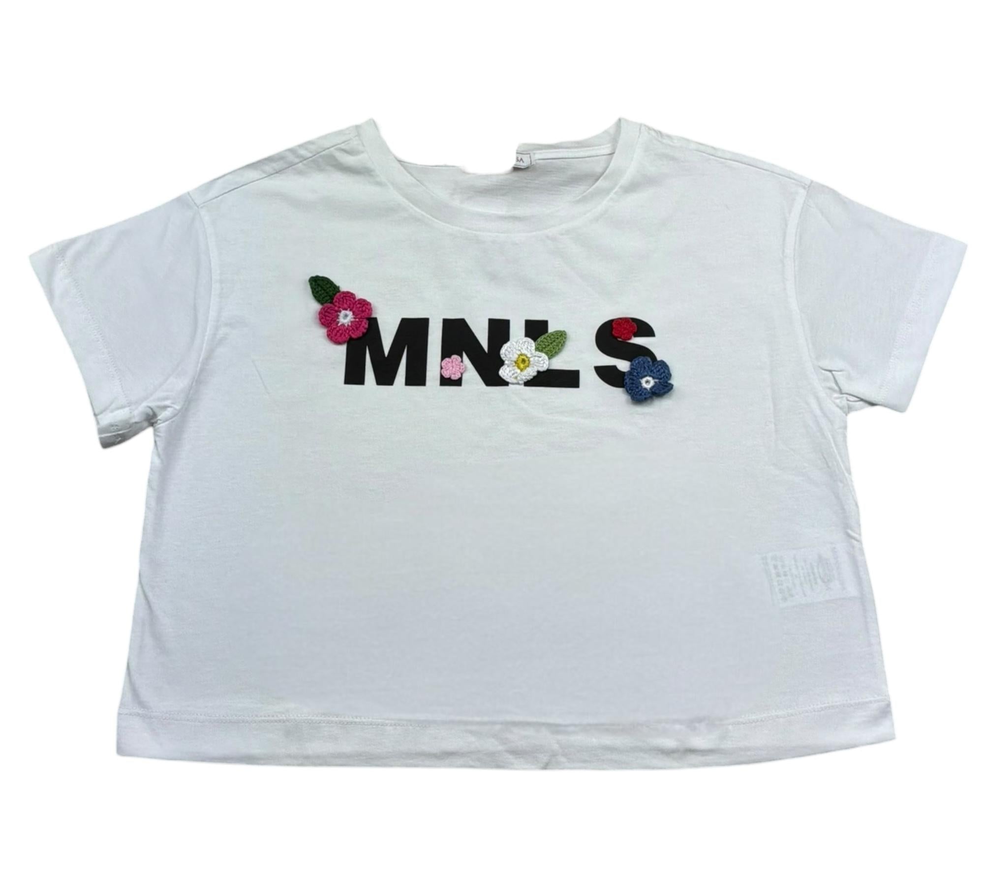 Monnalisa T-Shirt Girocollo Tinta Unita con Stampa  per Bambina 419606 BIANCO MONNALISA 