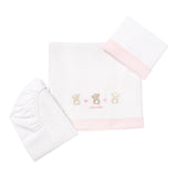 Monnalisa Set 3 Pezzi Lenzuola Tinta Unita con Stampa per Neonata 19680 BIANCO MONNALISA 