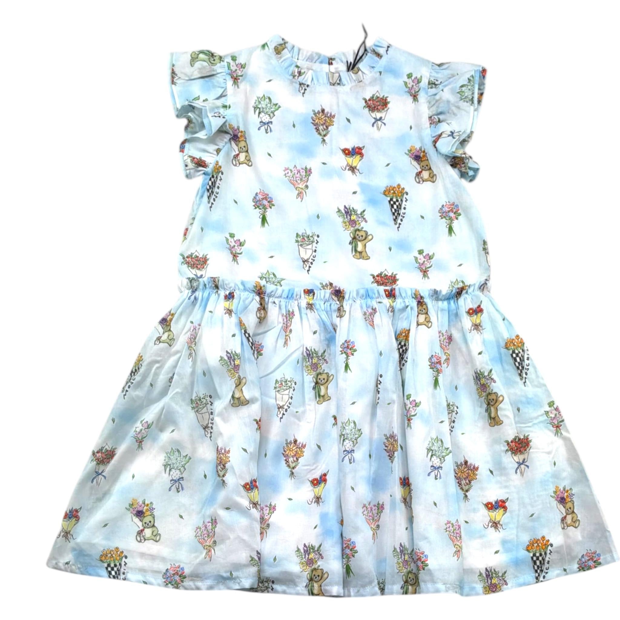 Moschino Abito Tinta Unita con Stampa per Bambina HDV0HH AZZURRO MOSCHINO 