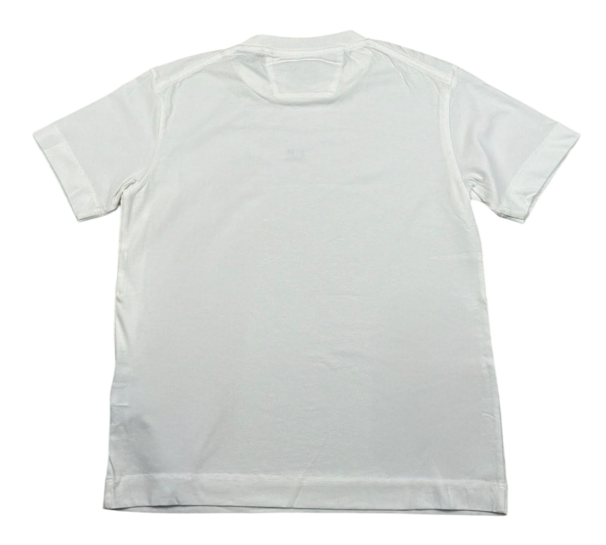 C.P. Company T-Shirt Girocollo Tinta Unita con Logo per Bambino CUM00I BIANCO C.P. COMPANY 