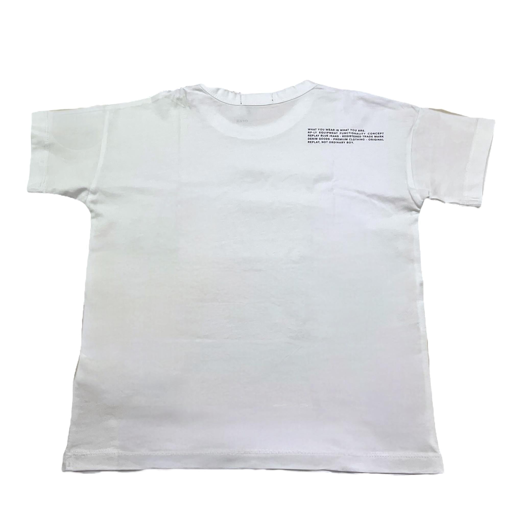Replay T-Shirt Girocollo Tinta Unita con Stampa per Bambino SB7119 BIANCO REPLAY 