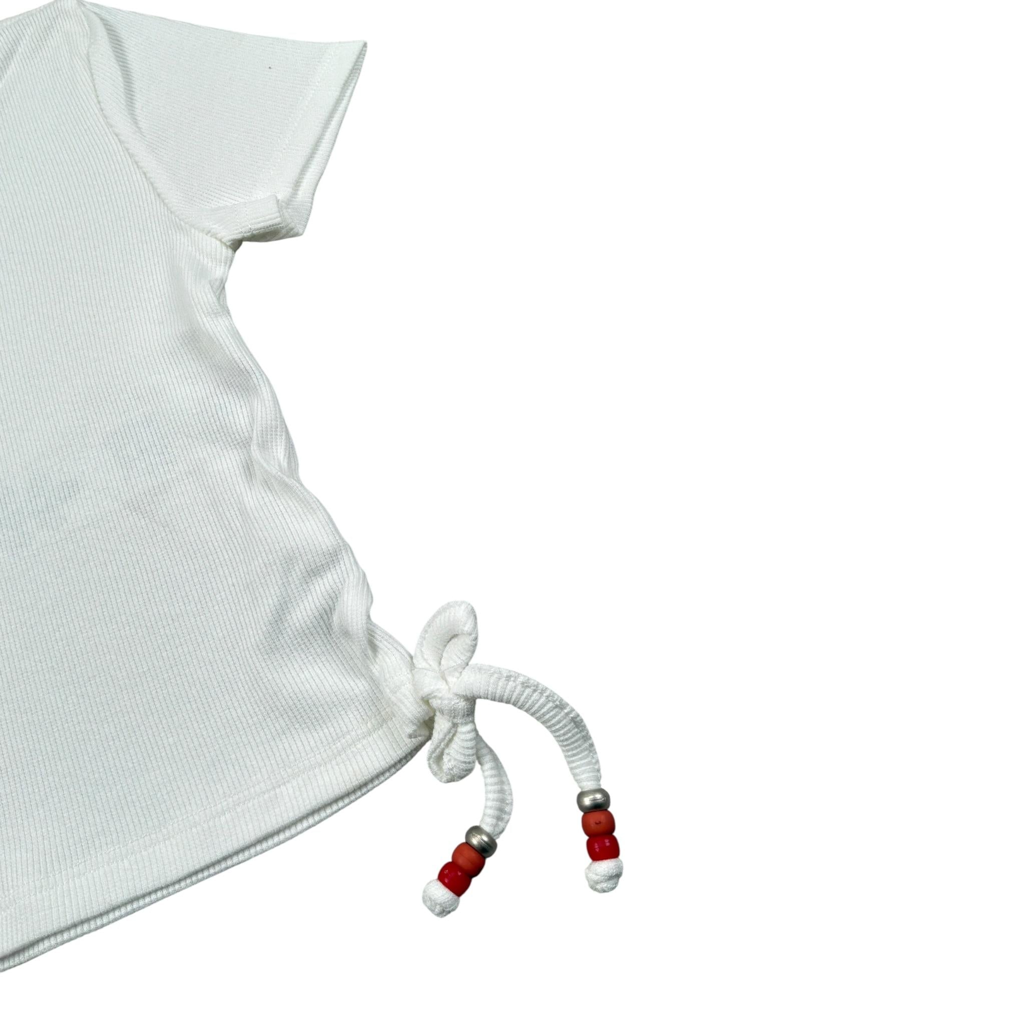 Please T-Shirt tinta unita con Elastico Bianco per Bambina MBC9072G72 BIANCO PLEASE 