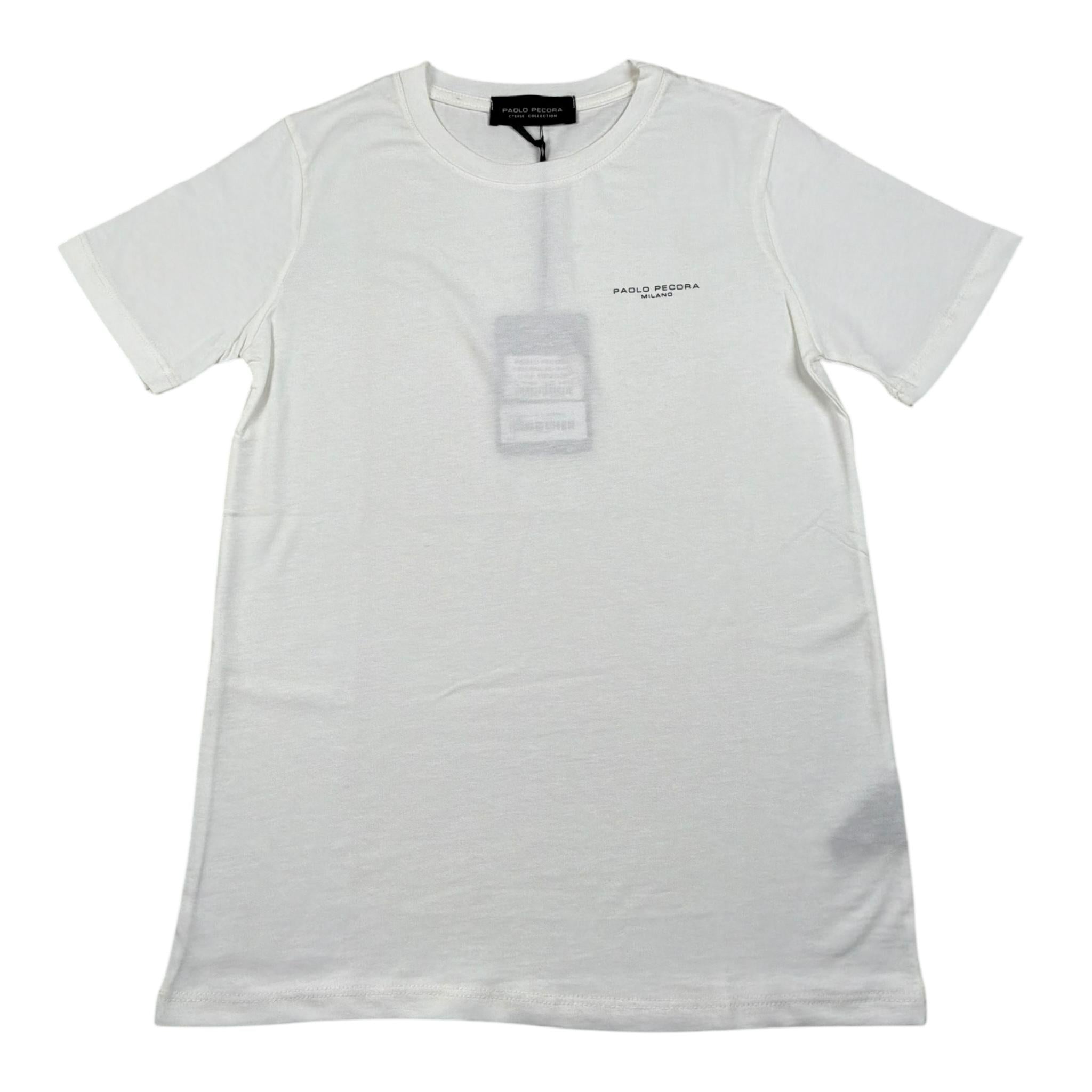 Paolo Pecora T-Shirt Girocollo Tinta Unita con Logo per Bambino PP2006 PANNA PAOLO PECORA 