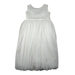 Les Gamins Abito Giromanica Tinta Unita con Tulle per Bambina 23101 BIANCO LES GAMINS 