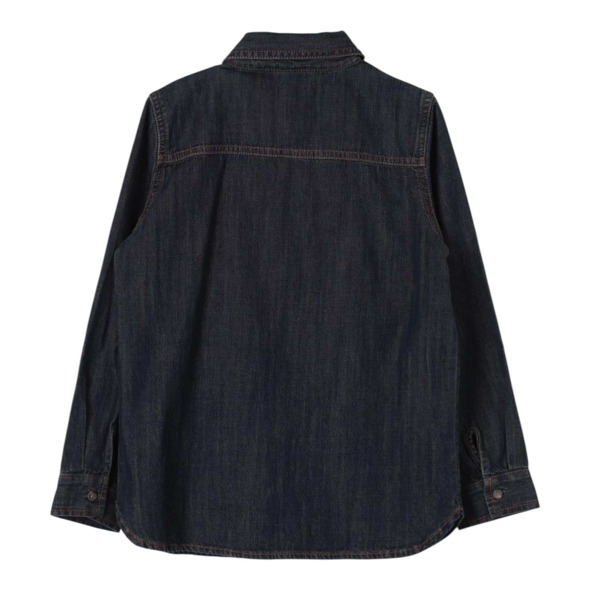 ZHOE & TOBIAH camicia in denim tinta unita con cuciture in contrasto Blu per Bambino DDL4 BLU ZHOE & TOBIAH 