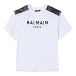 BALMAIN t-shirt girocollo tinta unita con stampa Bianco per Bambino BV8Q81X BIANCO BALMAIN 