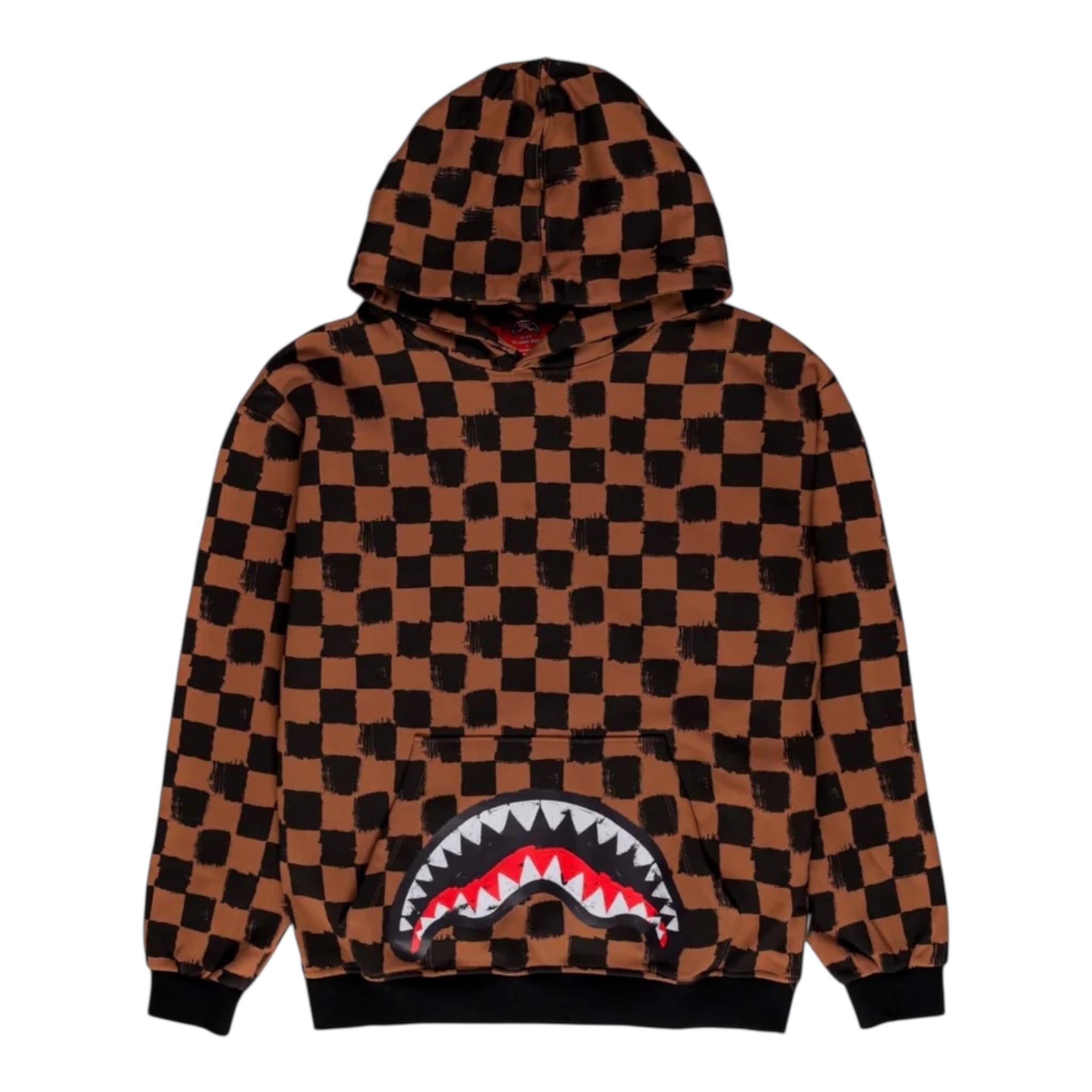 Sprayground Felpa con Cappuccio Fantasia Quadri per Bambino SPY1151BRW MARRONE SPRAYGROUND 