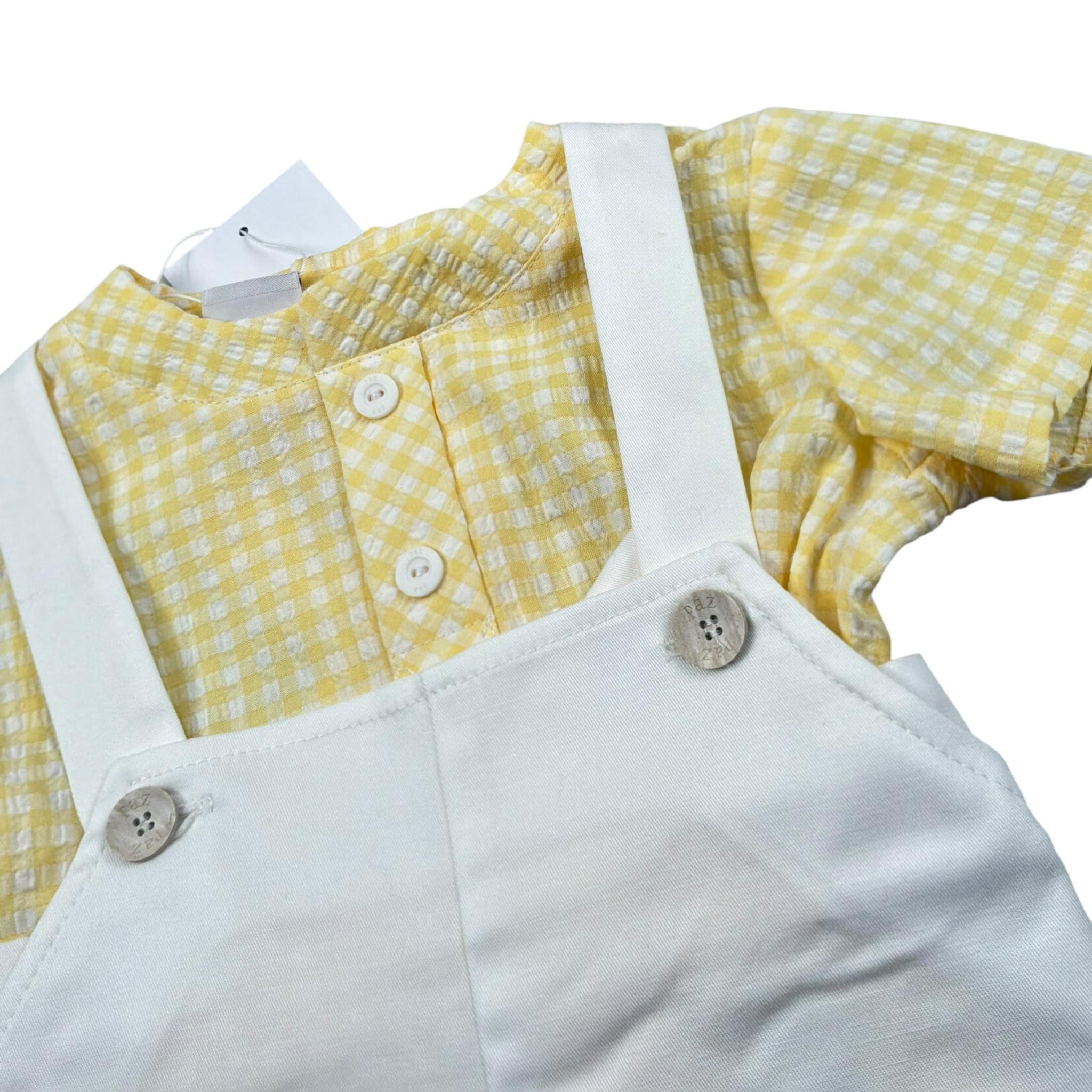 Paz Rodriguez Completo 2 Pezzi Camicia-Salopette per Neonato 006151607X BIANCO/GIALLO PAZ RODRIGUEZ 