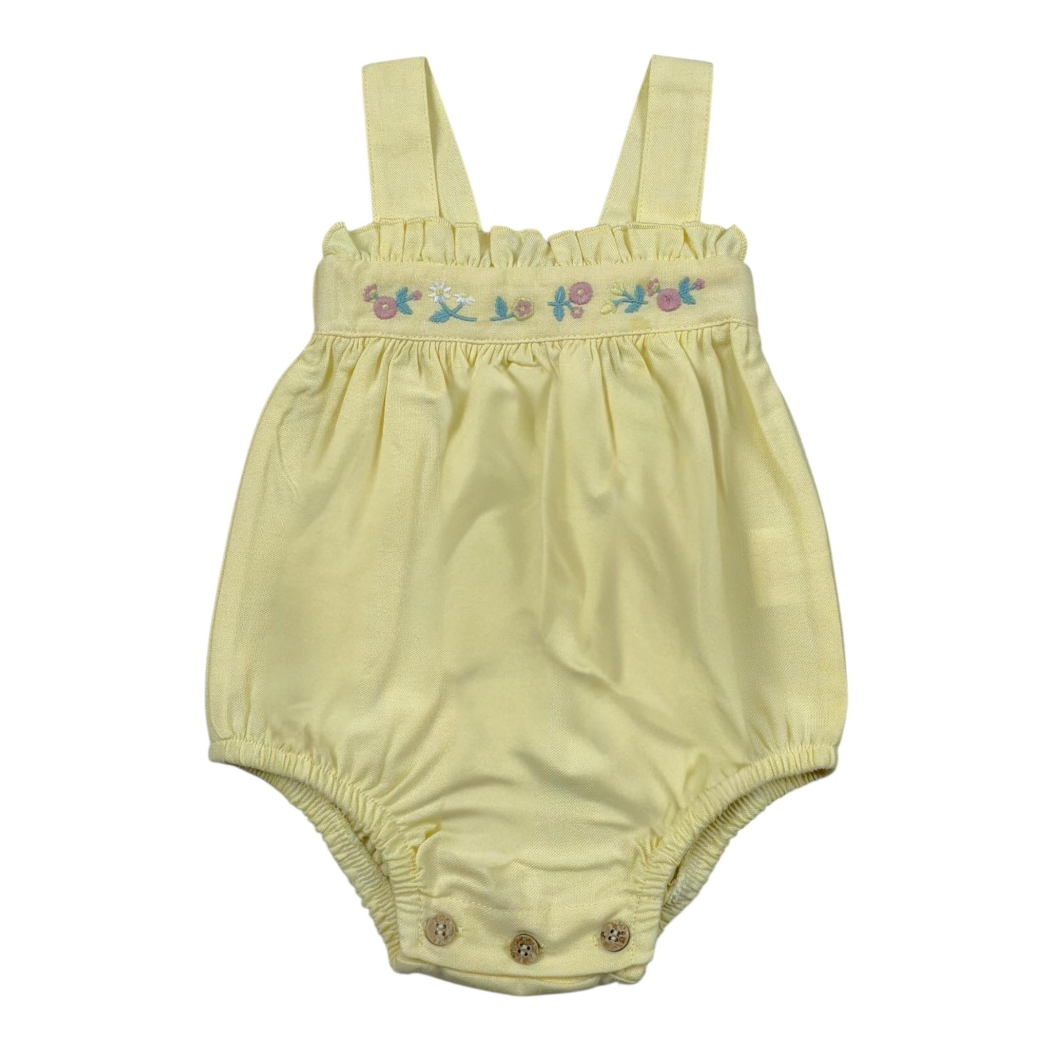 Babidu Pagliaccetto Tinta Unita con Ricami per Neonata 31403 GIALLO BABIDU 