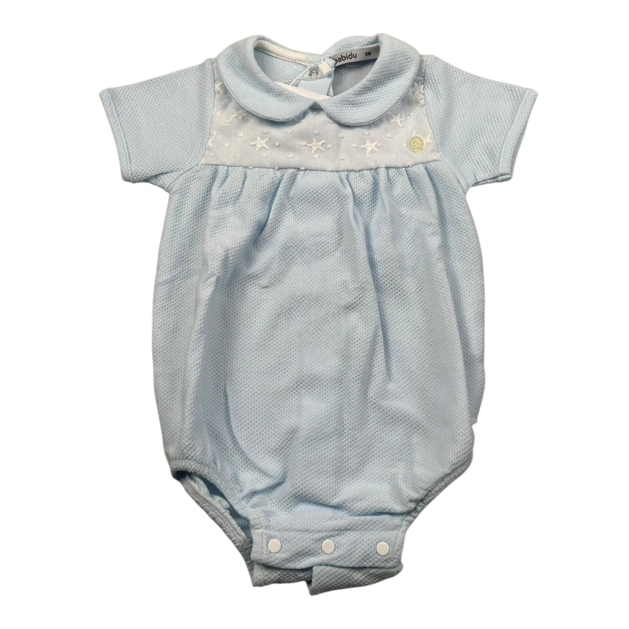 Babidu Pagliaccetto Mezza Manica Tinta Unita per Neonato 31330 AZZURRO BABIDU 