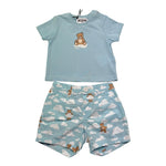 Moschino Completo 2 Pezzi T-Shirt-Short Tinta Unita con Stampa per Neonata MUG01Q AZZURRO MOSCHINO 