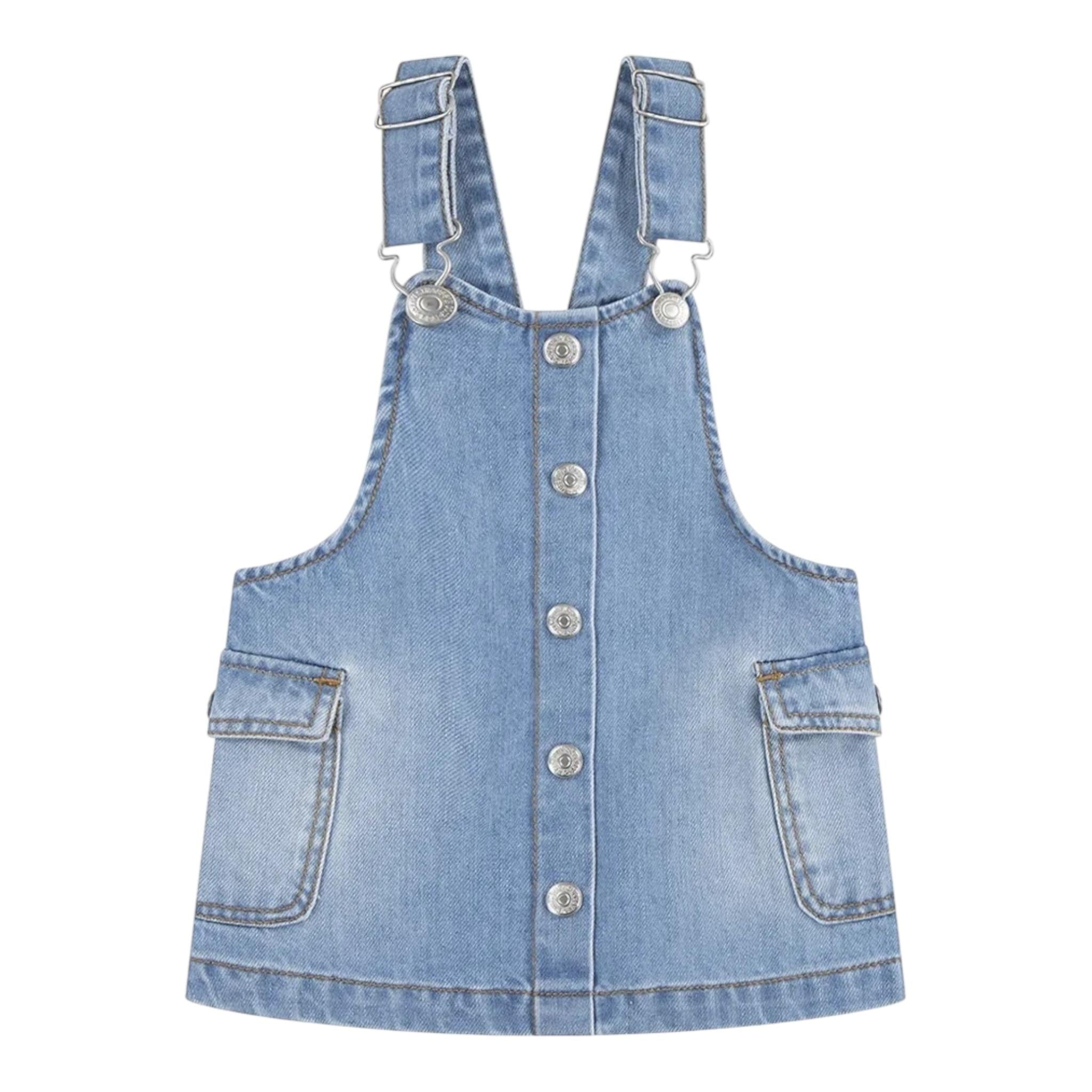 Levi'S Salopette Tinta Unita con Tasconi per Neonata 1EM257X AZZURRO LEVI'S 