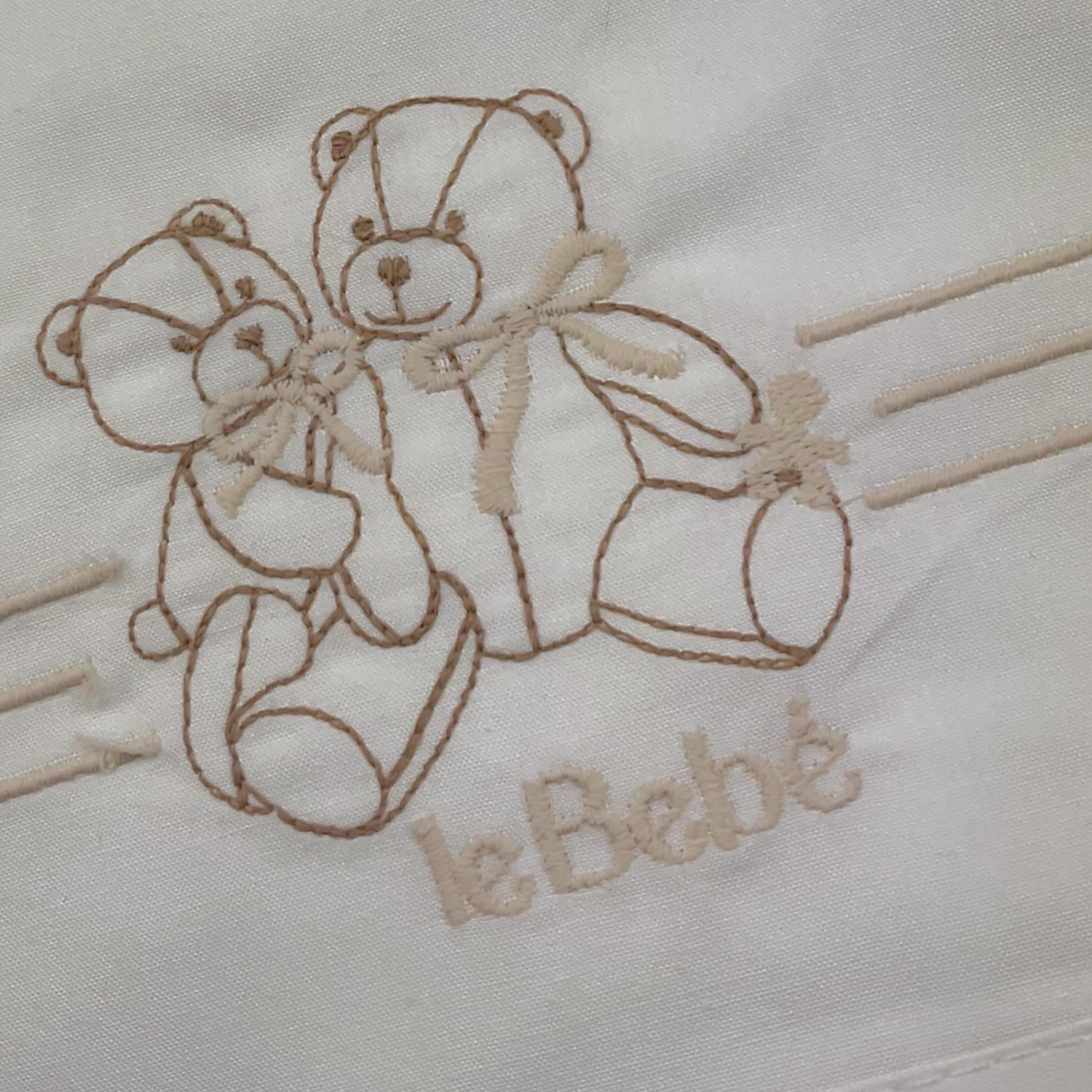 Le Bebe' Lenzuola Set 3 Pezzi Tinta Unita con Stampa per Neonato LBB4830 BIANCO LE BEBE' 