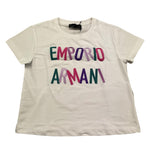 Emporio Armani T-Shirt Girocollo Tinta Unita con Ricami Logo per Bambina 3R3T7U BIANCO EMPORIO ARMANI 