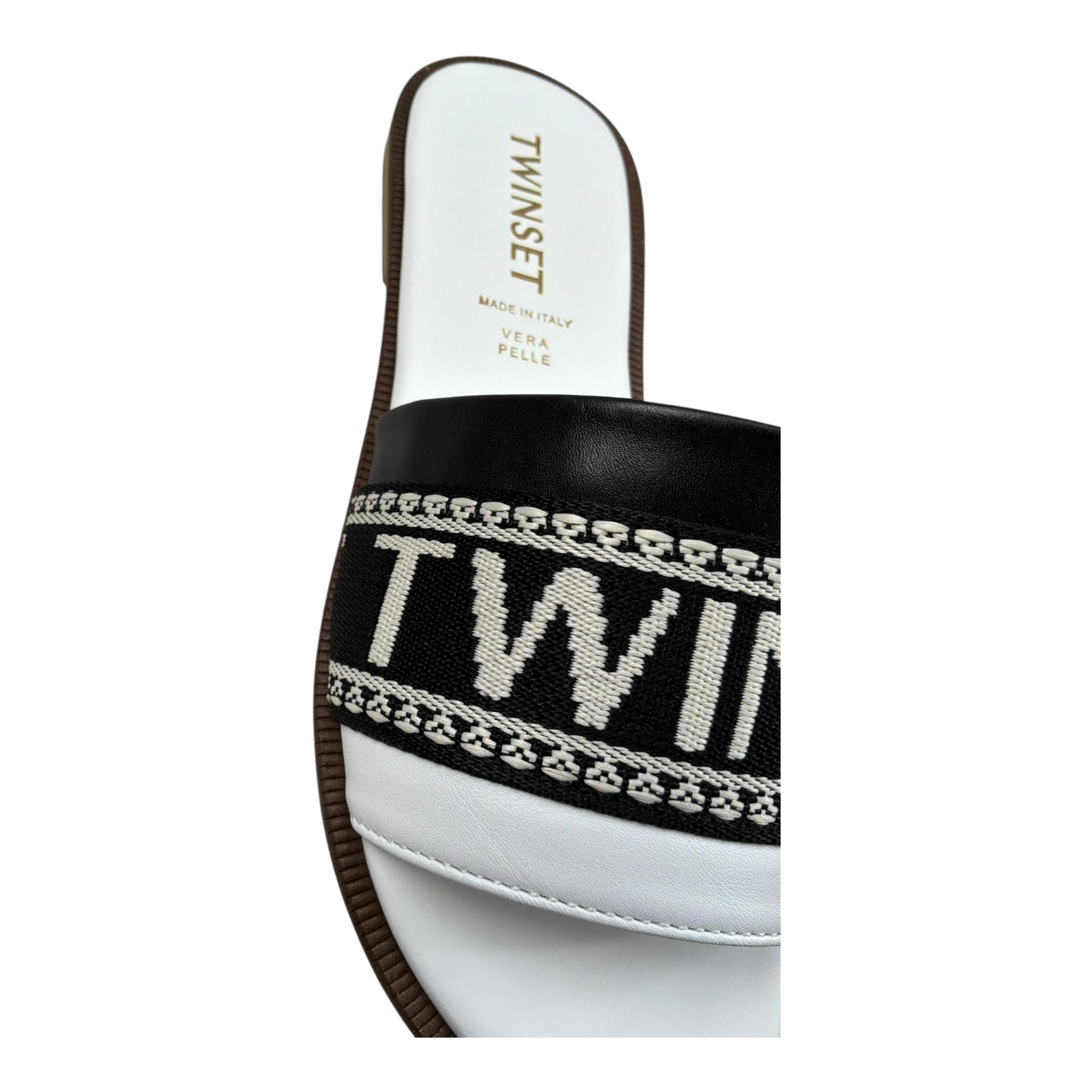 Twinset Ciabatta Tinta Unita con Logo per Bambina 241GCJ020 NERO TWINSET 