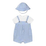 Mayoral Set Pagliaccetto Bicolore con Fantasia A Righe-Cappello per Neonato 1602 BIANCO/AZZURRO MAYORAL 