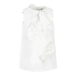 Simonetta Abito Giromanica Tinta Unita con Fiocchi per Bambina SW1B42S BIANCO SIMONETTA 