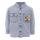 Moschino Camicia In Denim Tinta Unita con Stampa per Bambina HUC01F AZZURRO MOSCHINO 