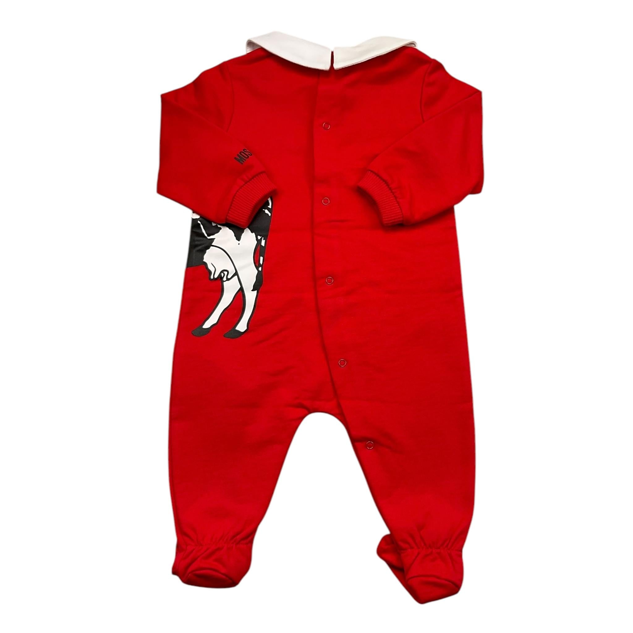 MOSCHINO tutina tinta unita con stampa Rosso per Neonata M1Y037 ROSSO MOSCHINO 