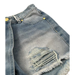 Lu Lu By Miss Grant Short In Denim tinta unita con Strappi Azzurro per Bambina LL2770 AZZURRO LU LU BY MISS GRANT 