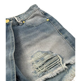 Lu Lu By Miss Grant Short In Denim tinta unita con Strappi Azzurro per Bambina LL2770 AZZURRO LU LU BY MISS GRANT 