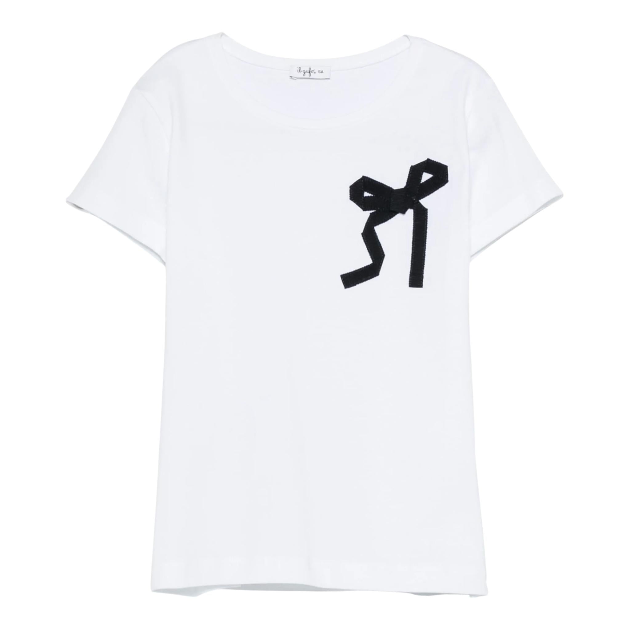 Il Gufo T-Shirt Girocollo Tinta Unita con Ricamo per Bambina P25TS476MF032 BIANCO IL GUFO 