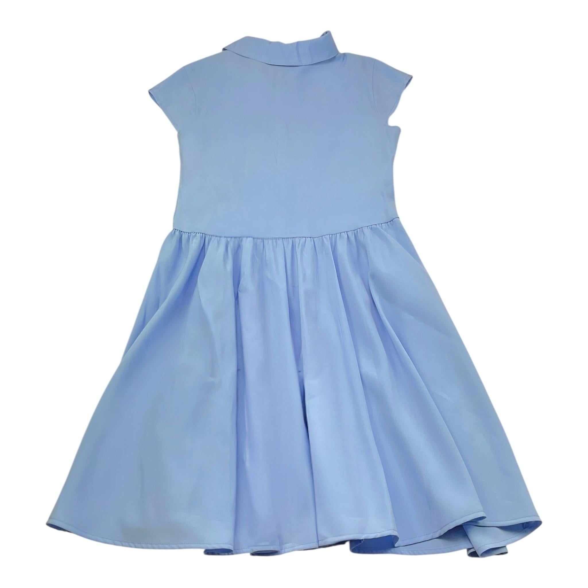 Janice Abito Mezza Manica Tinta Unita con Bottoni per Bambina JN280R AZZURRO JANICE 