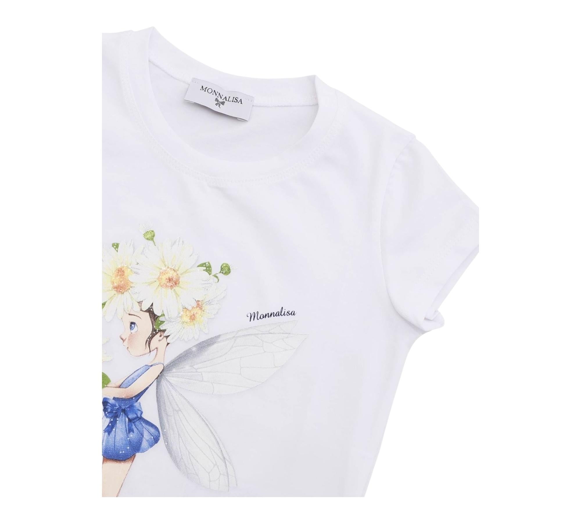 Monnalisa T-Shirt Girocollo Tinta Unita con Stampa per Bambina 113602S2 BIANCO MONNALISA 