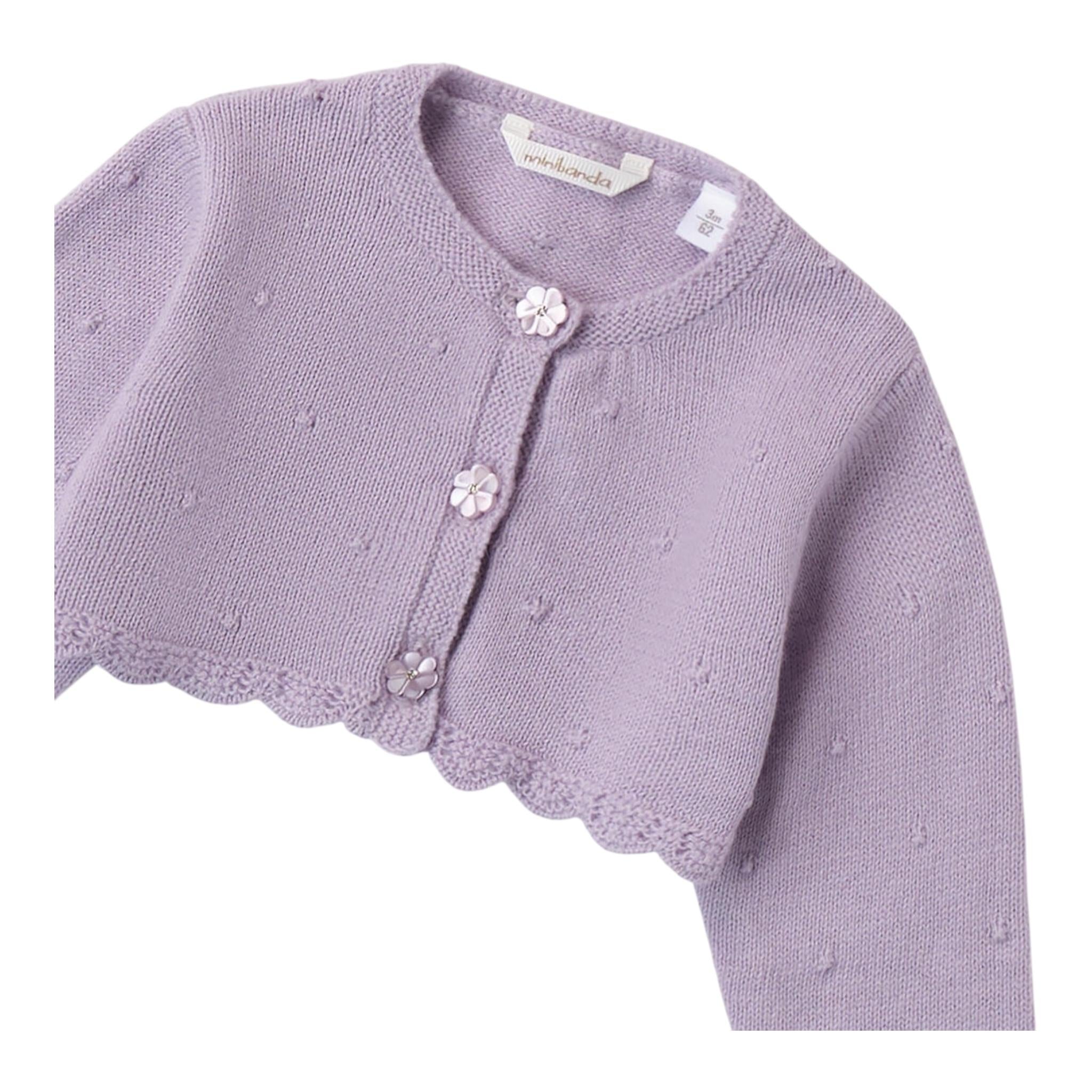 MINI BANDA coprispalle tinta unita con bottoni fiore Lilla per Neonata 3A743 LILLA MINI BANDA 