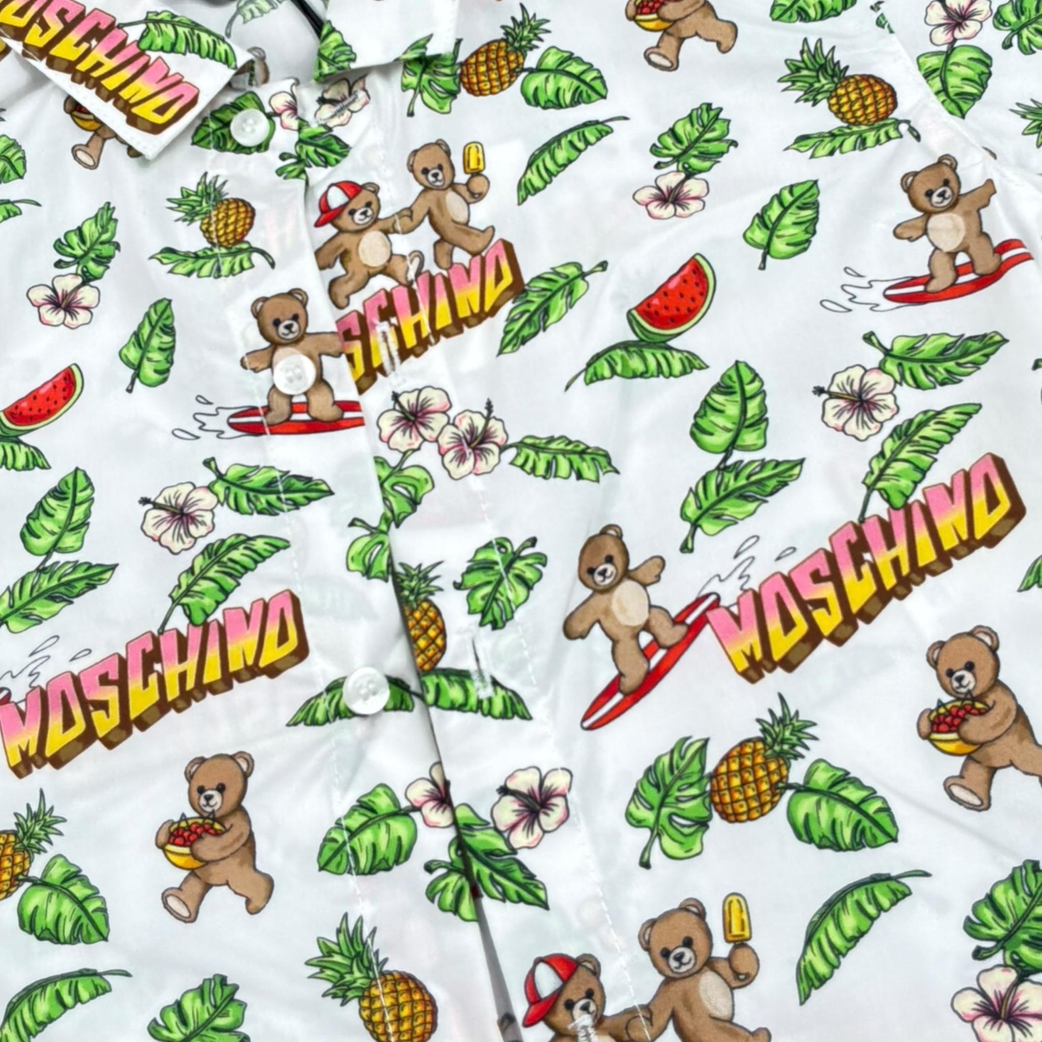 Moschino Camicia Mezza Manica Tinta Unita con Stampa per Neonato MUC01L BIANCO MOSCHINO 