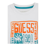 Guess T-Shirt Gircollo Tinta Unita con Stampa per Neonato N5GI16K8HM4 BIANCO GUESS 