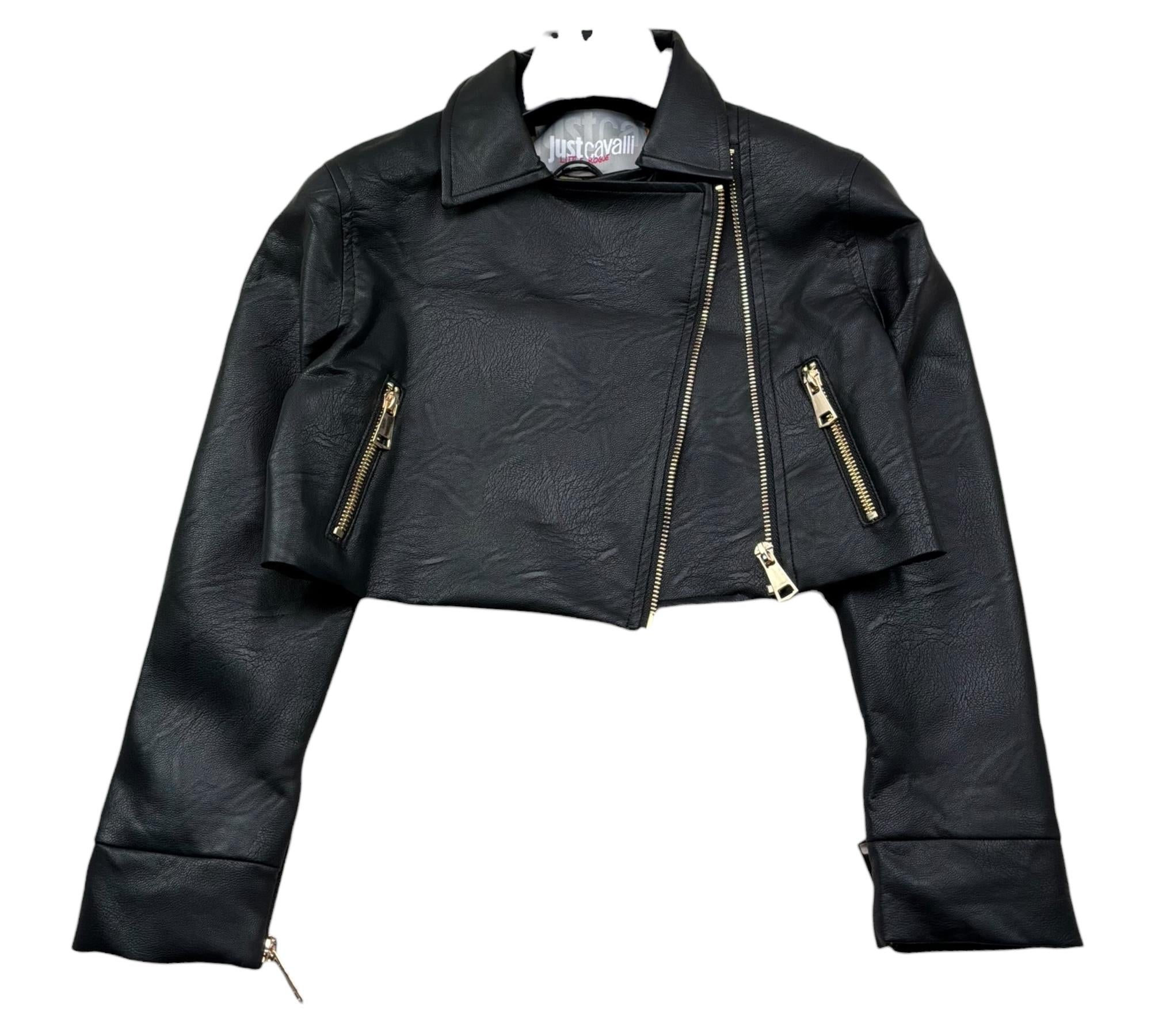 Just Cavalli Chiodo In Ecopelle Tinta Unita per Bambina JGP26167GB NERO JUST CAVALLI 