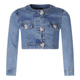 Fun & Fun Giubbino In Denim Modello Crop Azzurro per Bambina FNCBJK16530X AZZURRO FUN & FUN 