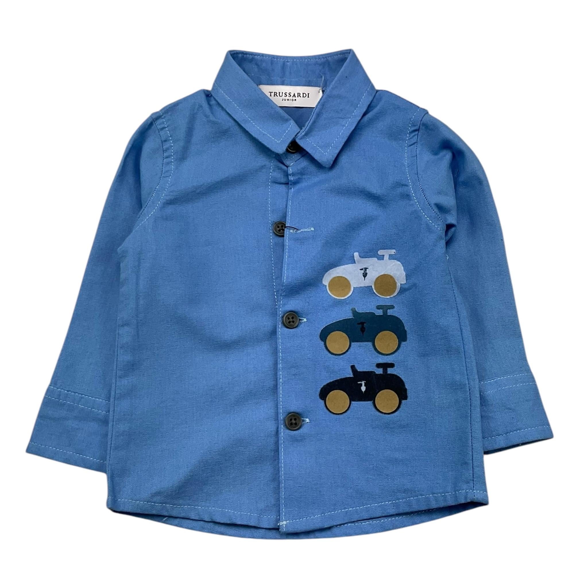 TRUSSARDI camicia manica lunga tinta unita con stampe in contrasto Azzurro per Neonato TIA25119CA AZZURRO TRUSSARDI 