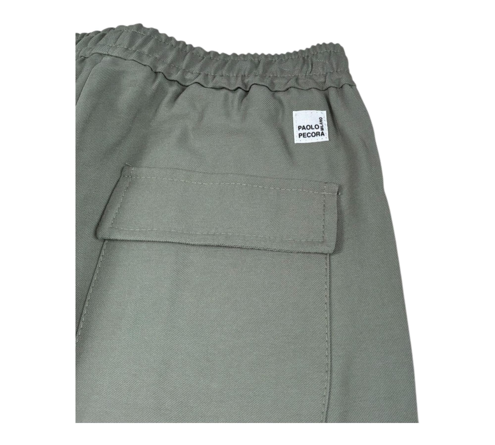 Paolo Pecora Pantalone Tinta Unita con Elastico In Vita per Bambino PP4305 VERDE PAOLO PECORA 