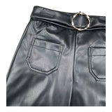 ABEL & LULA pantalone in ecopelle tinta unita modello palazzo Nero per Bambina 55716 NERO ABEL & LULA 