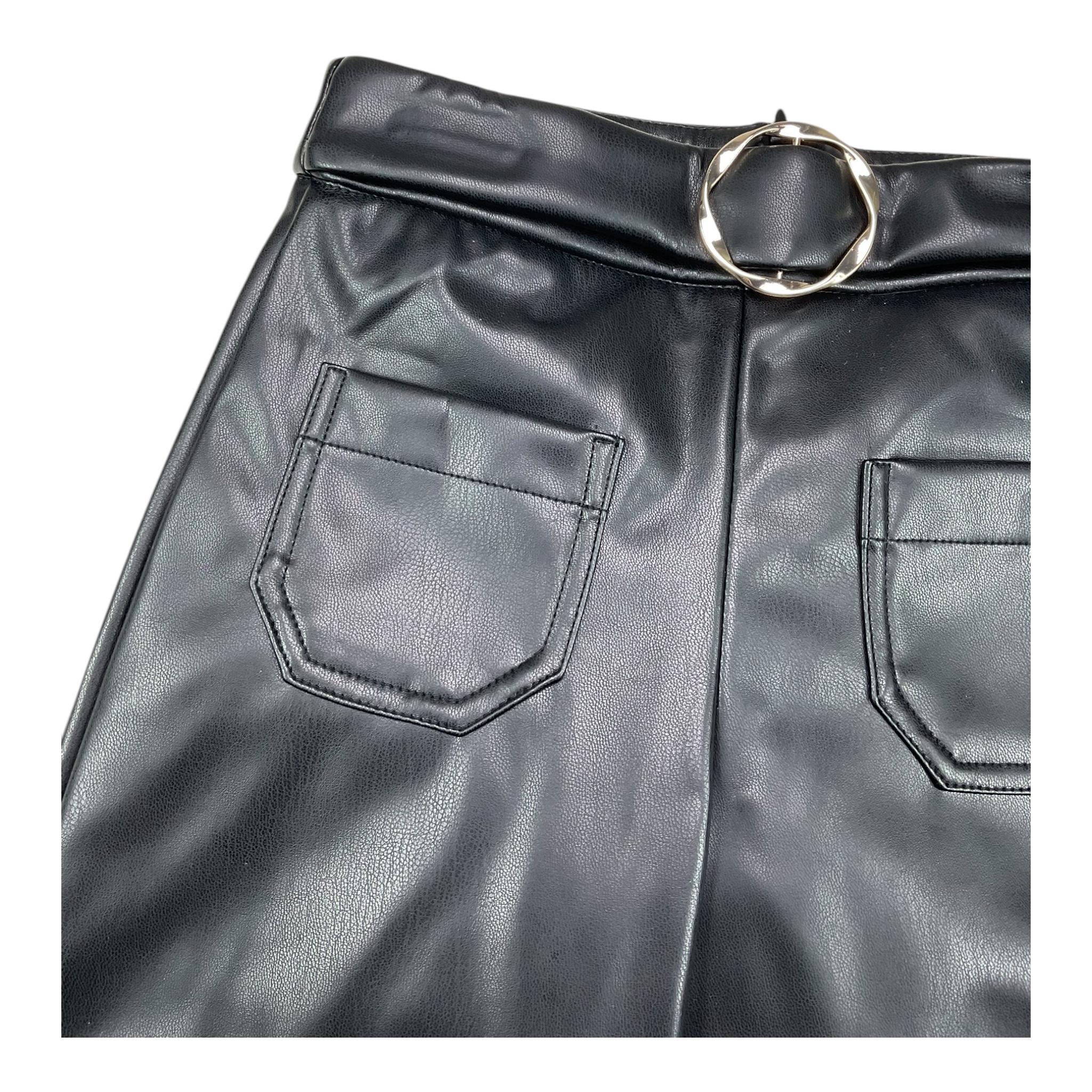 ABEL & LULA pantalone in ecopelle tinta unita modello palazzo Nero per Bambina 55716 NERO ABEL & LULA 