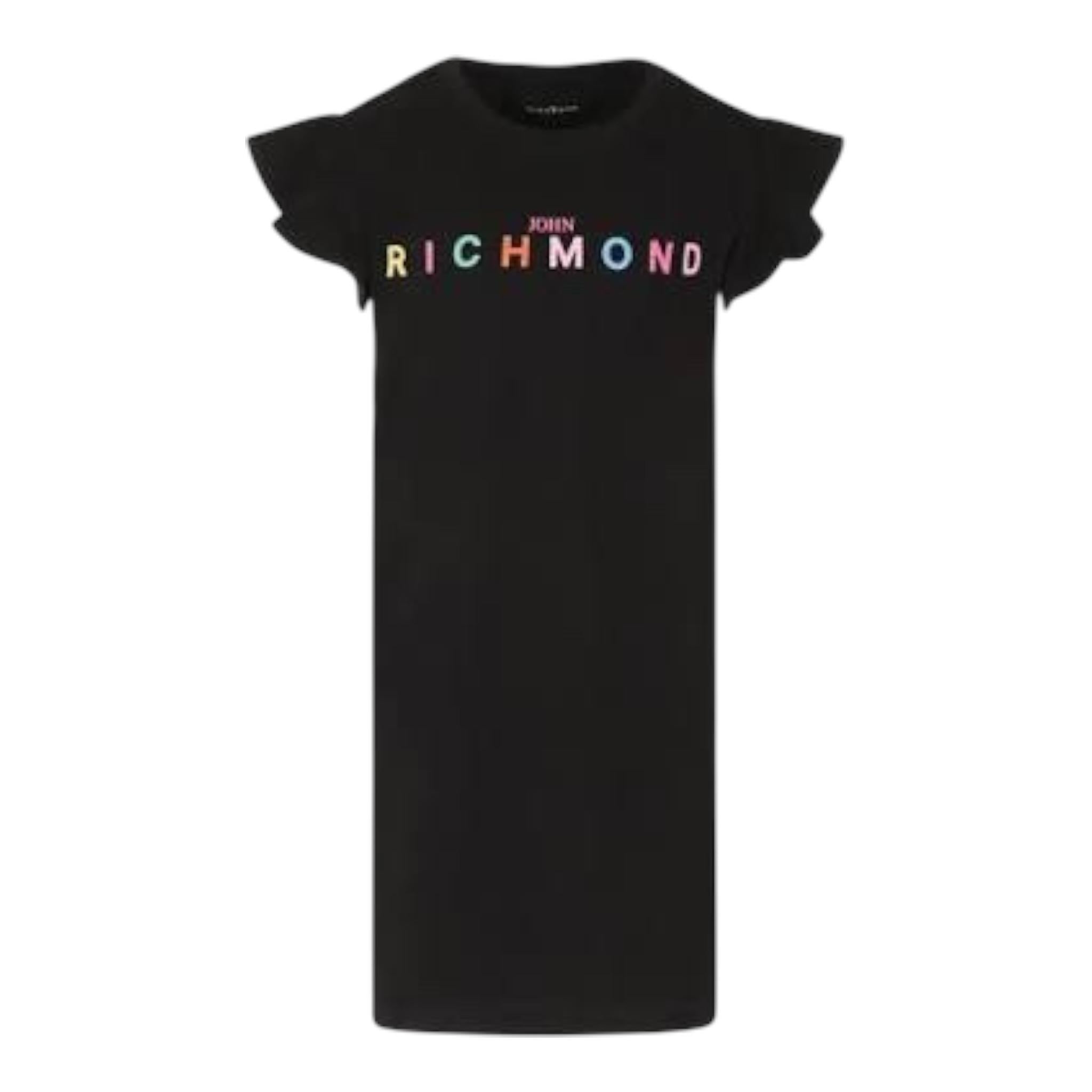 John Richmond Abito Tinta Unita con Stampa per Bambina RGP25159VE NERO JOHN RICHMOND 