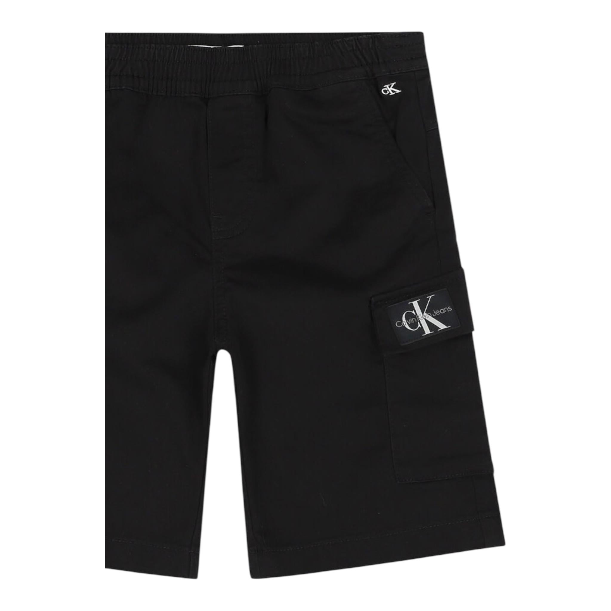 Calvin Klein Bermuda Tinta Unita con Elastico In Vita per Bambino IB0IB01608 NERO CALVIN KLEIN 