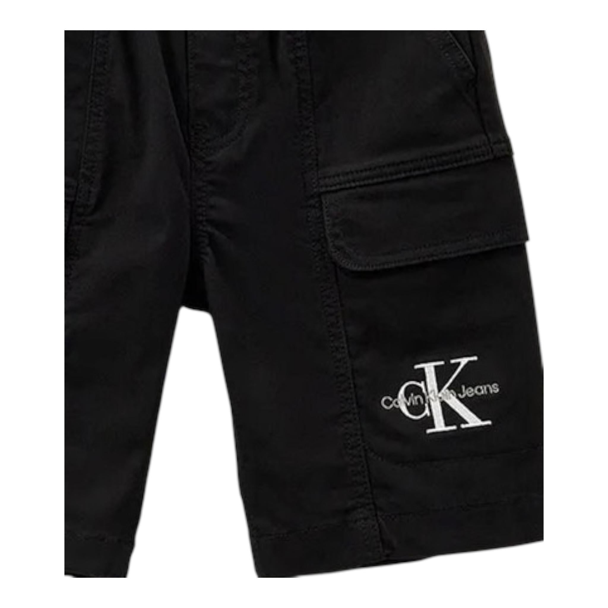 Calvin Klein Bermuda Tinta Unita con Stampa per Bambino IB0IB02057 NERO CALVIN KLEIN 