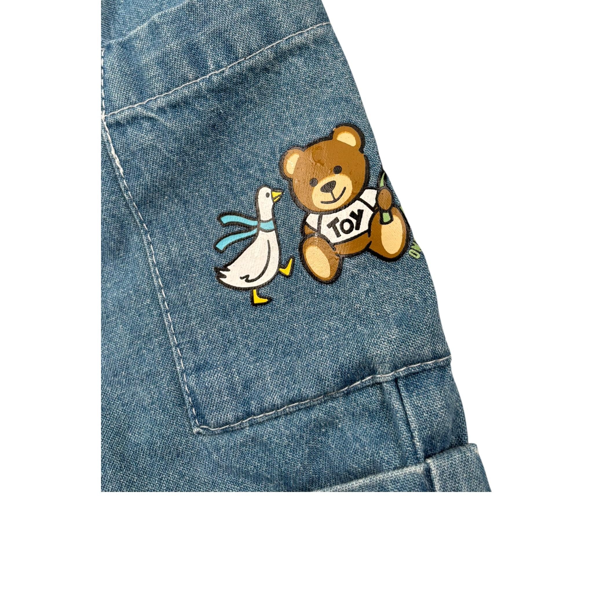 Moschino Short In Denim Tinta Unita con Stampa per Neonata MUQ019X BLU MOSCHINO 