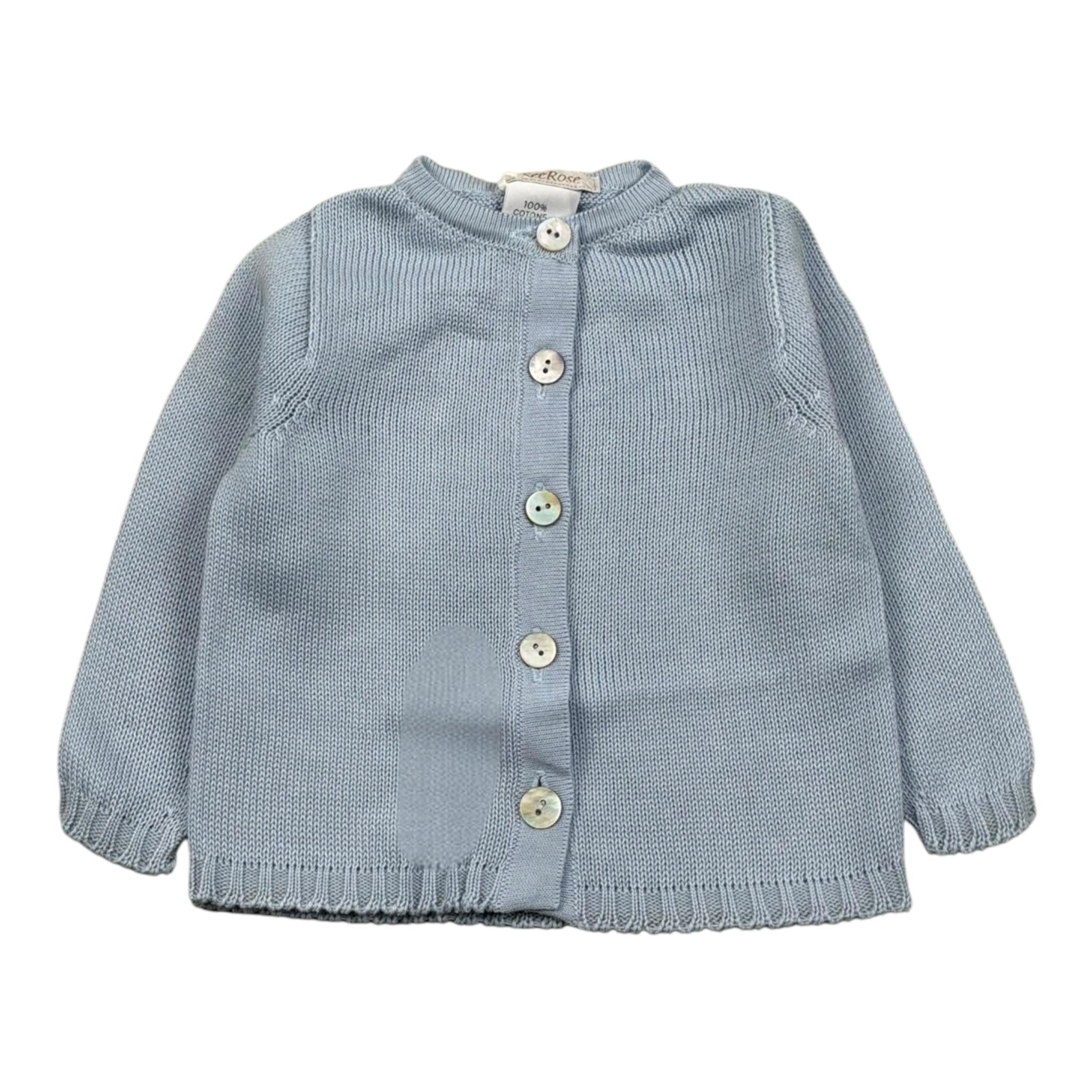 Seerose Cardigan Tinta Unita con Bottoni per Neonata 502 AZZURRO SEEROSE 