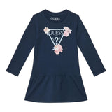 Guess Abito Manica Lunga Tinta Unita con Stampa per Bambina K3YK13KA6W4 BLU GUESS 