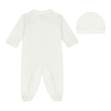Monnalisa Set Tutina-Cappello Tinta Unita con Stampa per Neonata 35D502 PANNA MONNALISA 