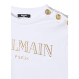 Balmain T-Shirt Girocollo Tinta Unita con Stampa per Bambina BV8B71 BIANCO BALMAIN 