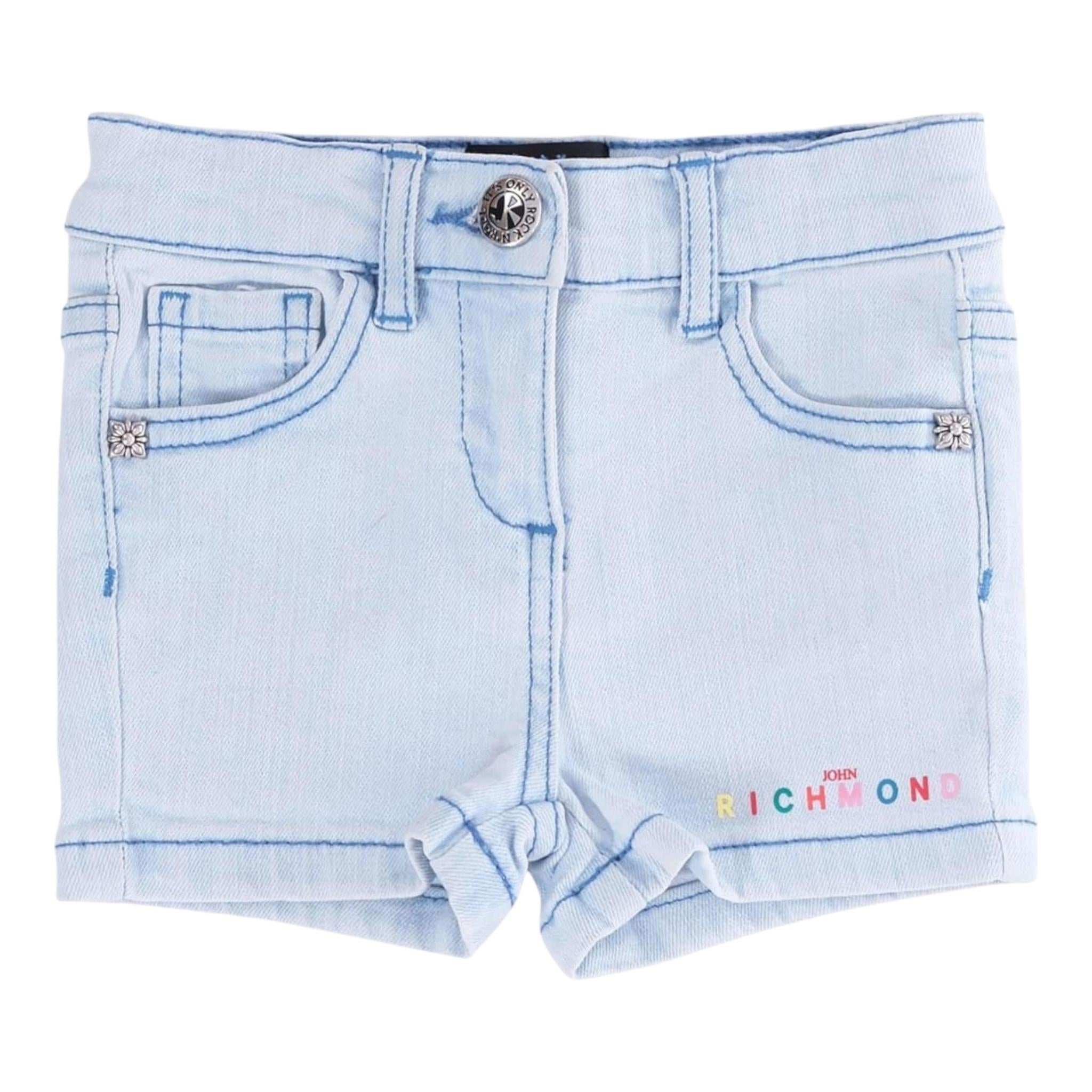 John Richmond Short In Denim Tinta Unita con Logo per Neonata RIP25031SHXN AZZURRO JOHN RICHMOND 