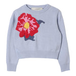 SIMONETTA maglia girocollo tinta unita con ricamo floreale Azzurro per Bambina SV9B10X AZZURRO SIMONETTA 