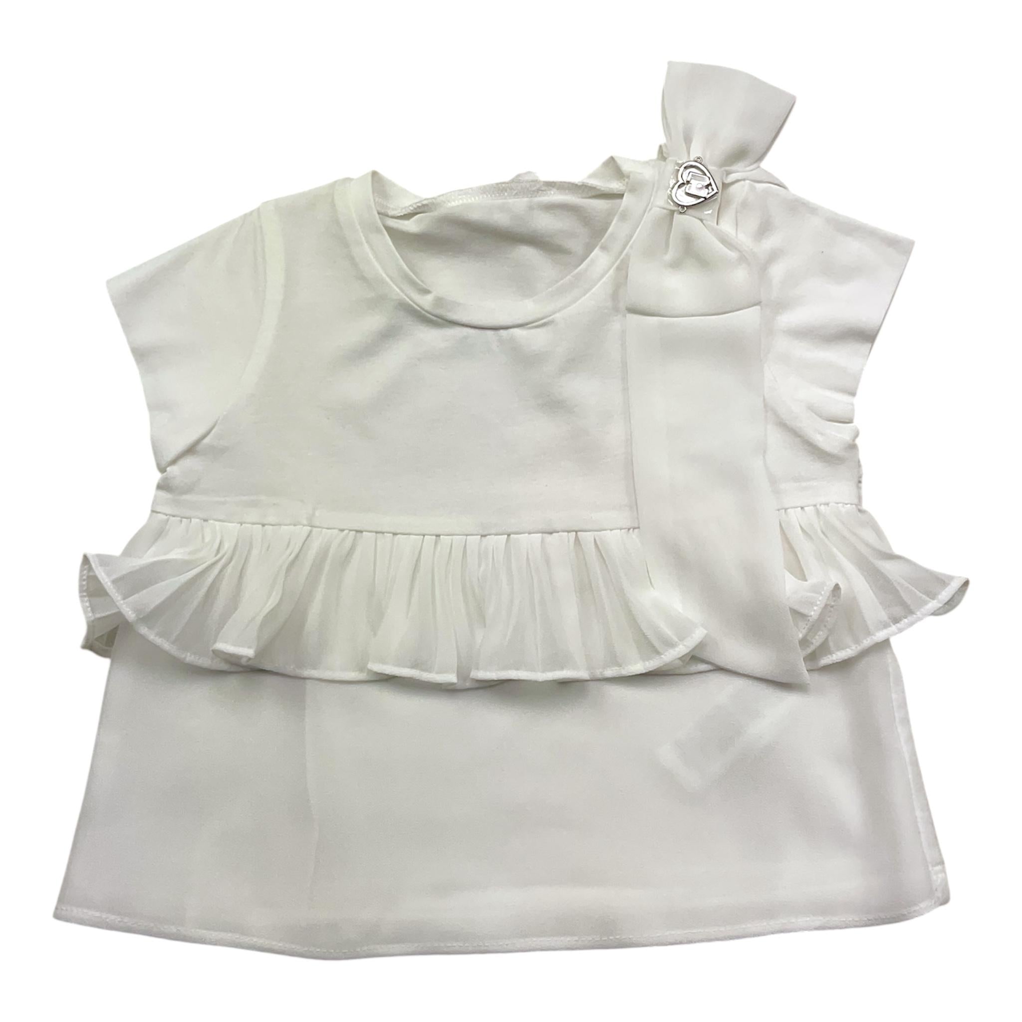 Liu Jo T-Shirt Tinta Unita Girocollo con Tulle per Neonata KA5134 BIANCO LIU JO 