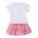 Minibanda Completo 2 Pezzi T-Shirt-Gonna per Neonata 3B754 BIANCO/ROSA MINIBANDA 